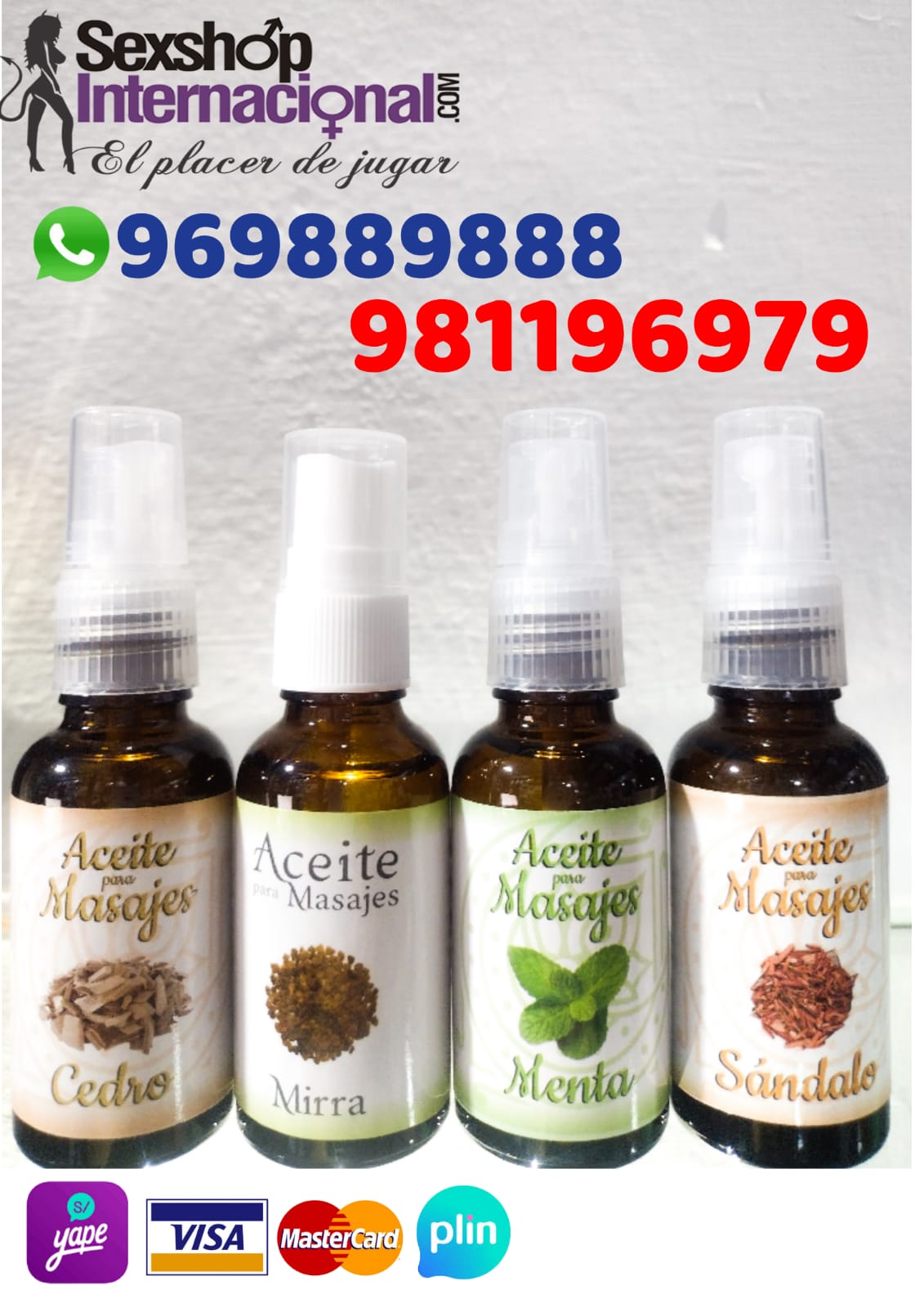 AFRODISIACO ACEITES DE MASAJES-CON AROMA RELAJANTE-CORPORAL-PAREJAS-SEXSHOP LIMA 971890151 